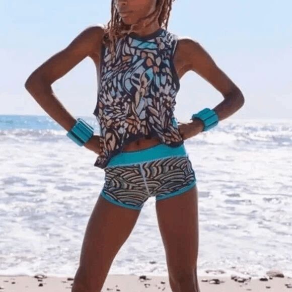 Free People Movement Dip It Low Athletic Beach Booty Shorts Blue M/L - Picture 8 of 9